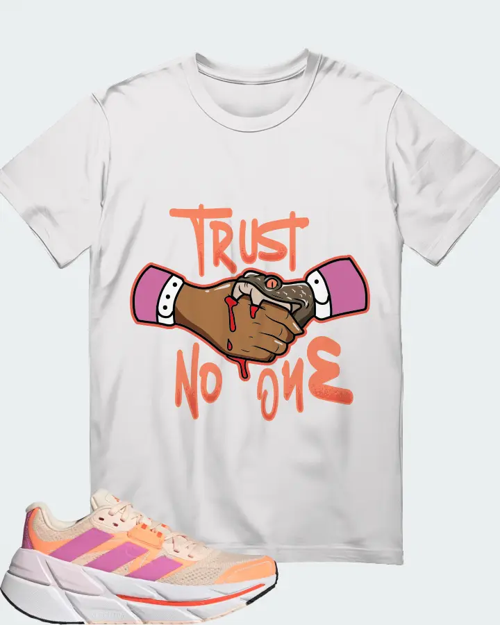 Adidas Adistar CS Bliss Orange Pulse Lilac Sneaker Matching White T-Shirt - Trust No One
