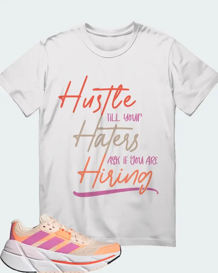 Adidas Adistar CS Bliss Orange Pulse Lilac Sneaker Matching White T-Shirt - HUSTLE TILL YOUR HATERS ASK