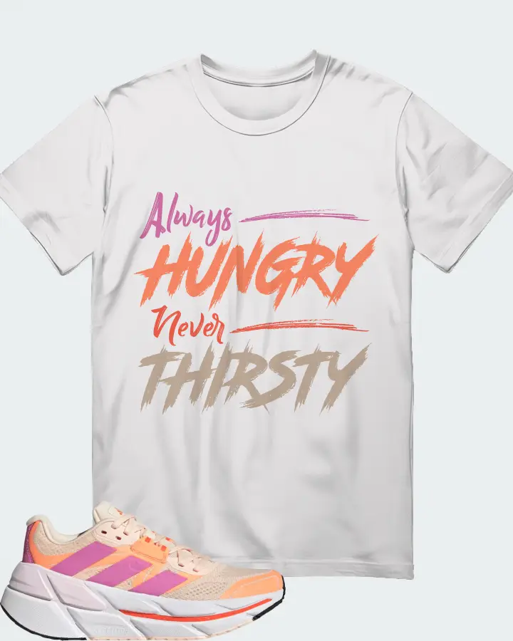 Adidas Adistar CS Bliss Orange Pulse Lilac Sneaker Matching White T-Shirt - Always HUNGRY Never THIRSTY