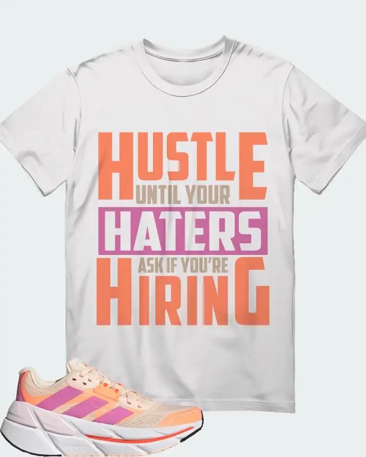 Adidas Adistar CS Bliss Orange Pulse Lilac Sneaker Matching White T-Shirt - HUSTLE UNTIL YOUR HATERS