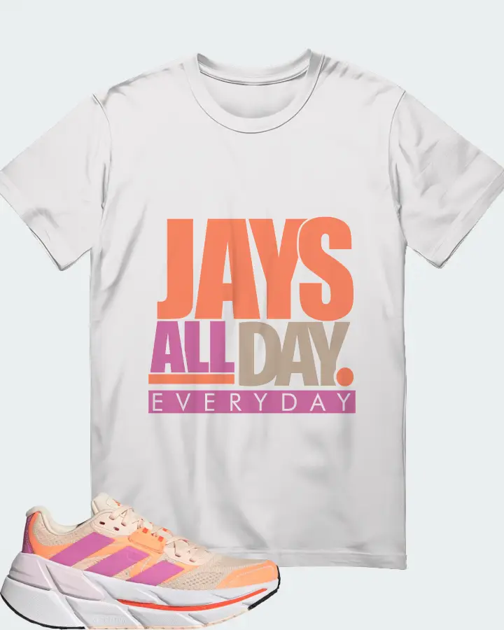 Adidas Adistar CS Bliss Orange Pulse Lilac Sneaker Matching White T-Shirt - Jays All Day