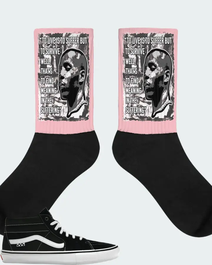 Vans Skate Grosso Mid Sneaker Matching Pink Socks - DMX Suffer Quote