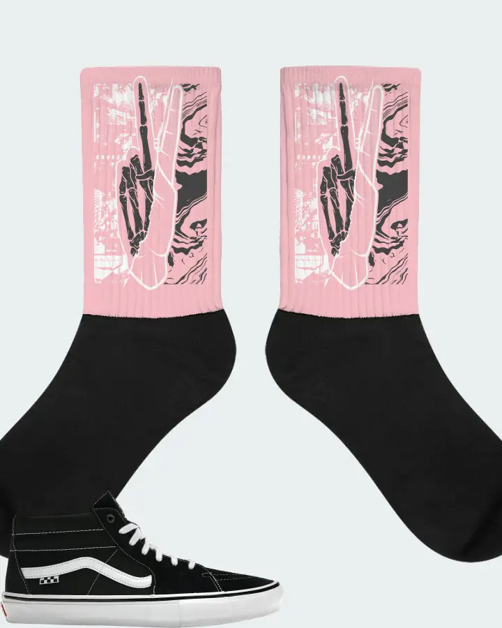 Vans Skate Grosso Mid Sneaker Matching Pink Socks - Peace of mind