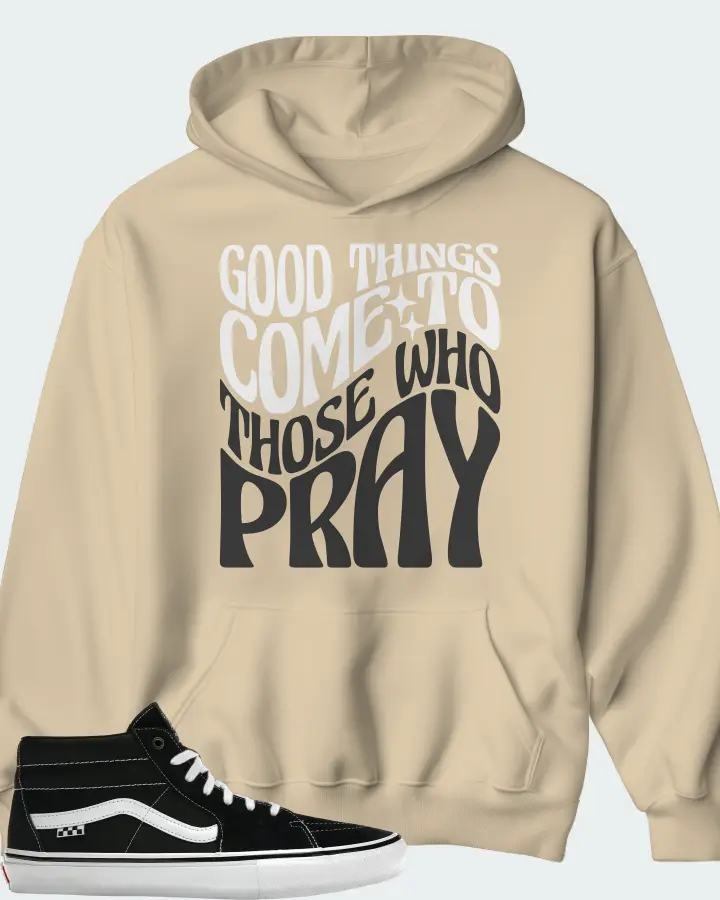 Vans Skate Grosso Mid Sneaker Matching Cream Hoodie - Good Things Come To Those Who Pray