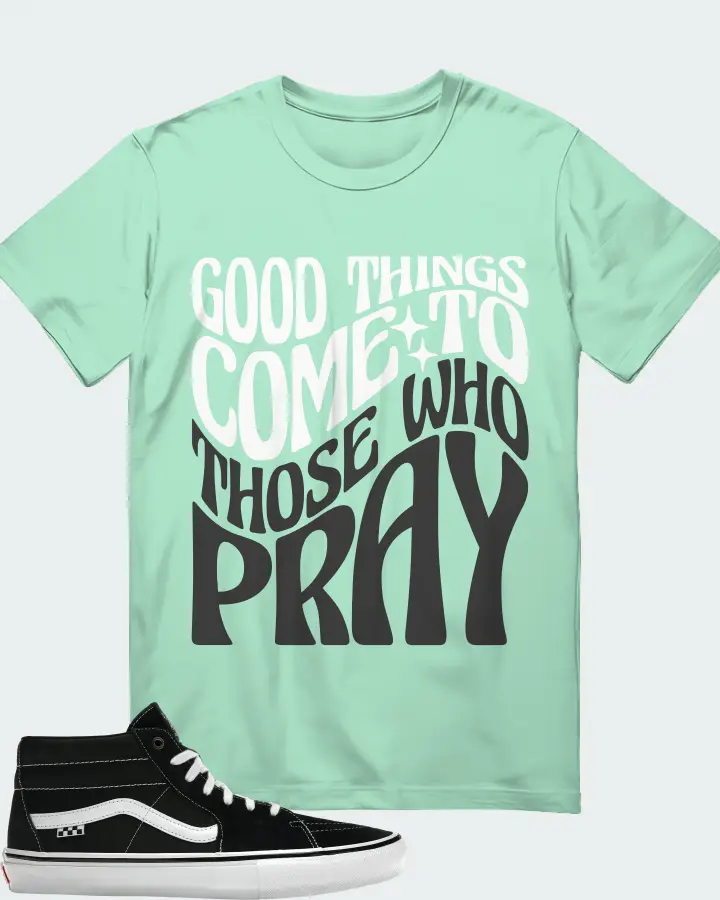 Vans Skate Grosso Mid Sneaker Matching Mint T-Shirt - Good Things Come To Those Who Pray