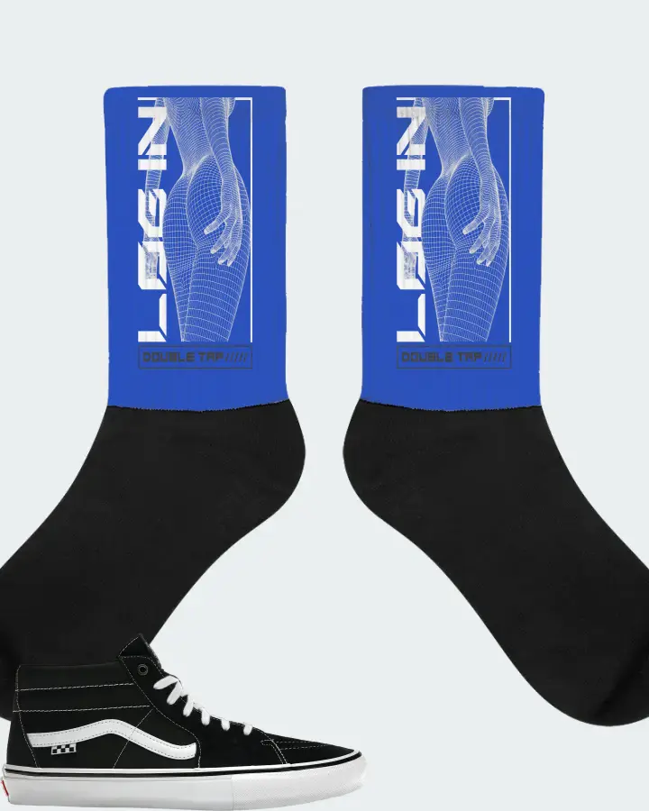 Vans Skate Grosso Mid Sneaker Matching Royal Blue Socks (LOGIN) - View 1
