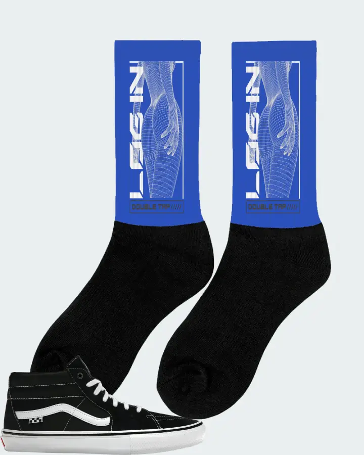 Vans Skate Grosso Mid Sneaker Matching Royal Blue Socks (LOGIN) - View 3