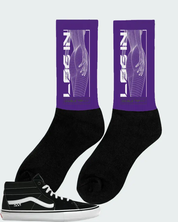 Vans Skate Grosso Mid Sneaker Matching Purple Socks (LOGIN) - View 3