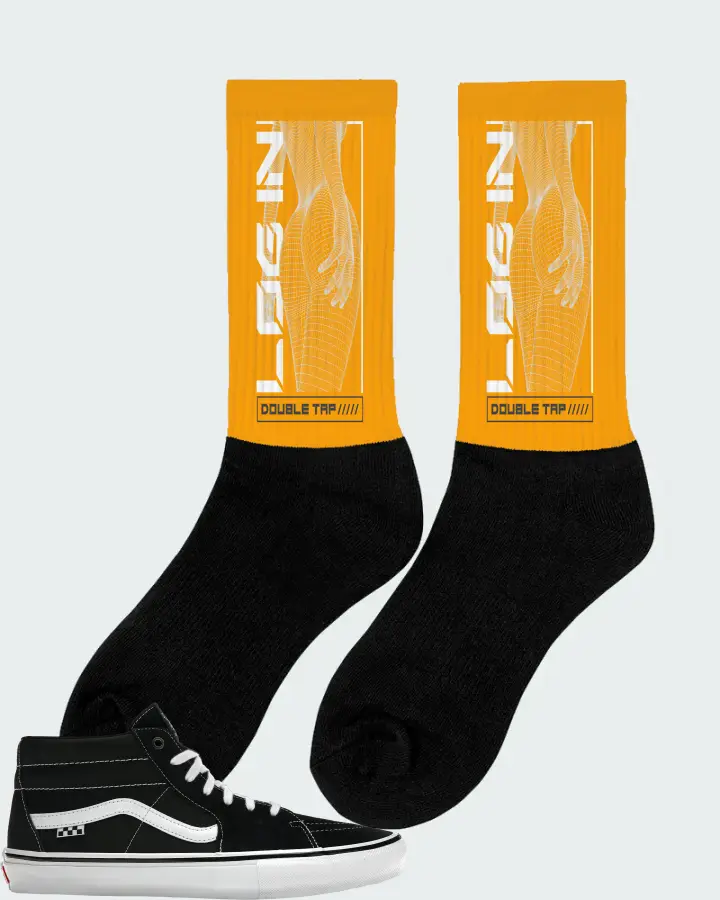 Vans Skate Grosso Mid Sneaker Matching Gold Socks (LOGIN) - View 3