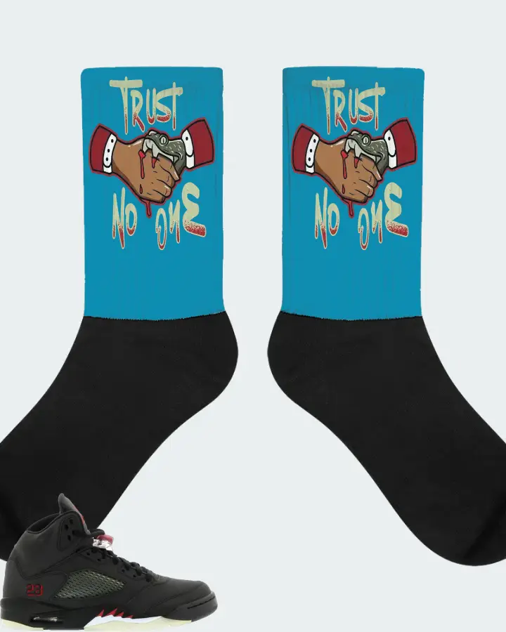 Jordan 5 Retro Sneaker Matching Aqua Socks - Trust No One