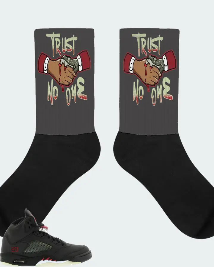 Jordan 5 Retro Sneaker Matching Dark Grey Socks - Trust No One