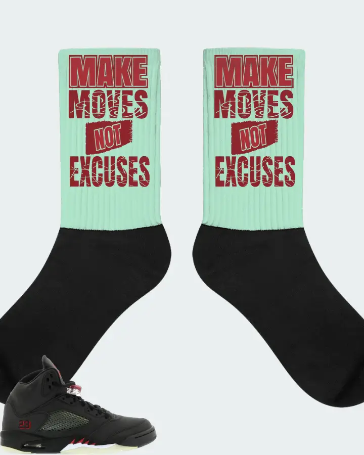 Jordan 5 Retro Sneaker Matching Mint Socks - Make Moves Not Excuses