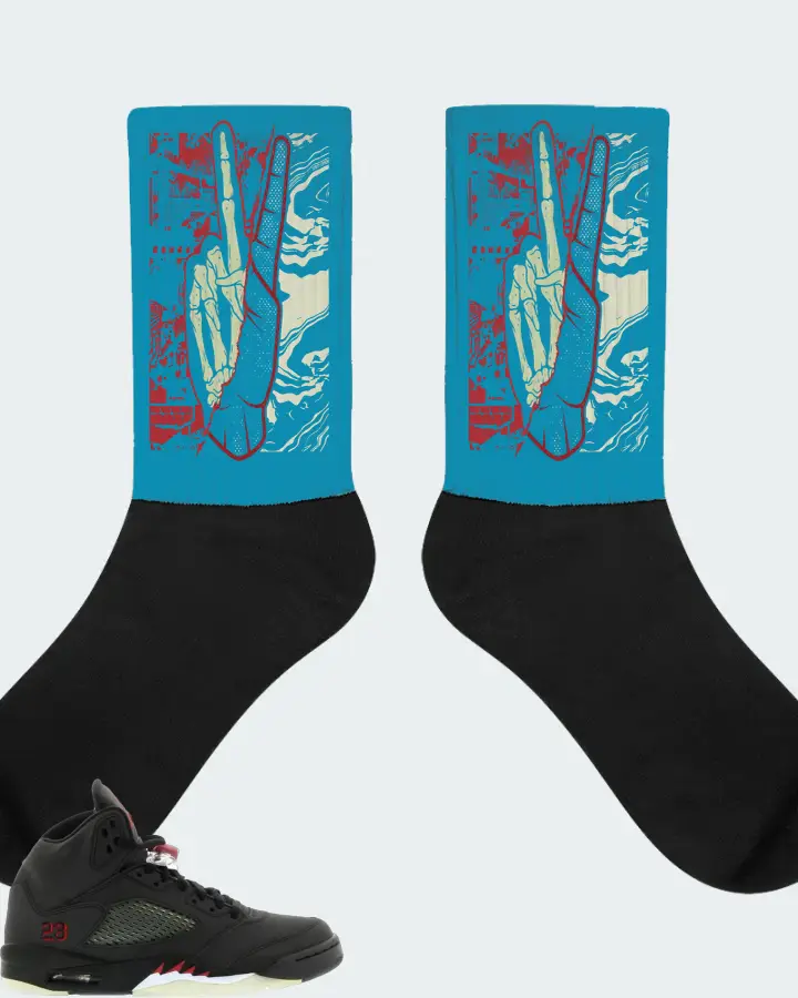 Jordan 5 Retro Sneaker Matching Aqua Socks - Peace of mind