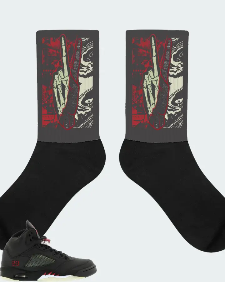 Jordan 5 Retro Sneaker Matching Dark Grey Socks - Peace of mind