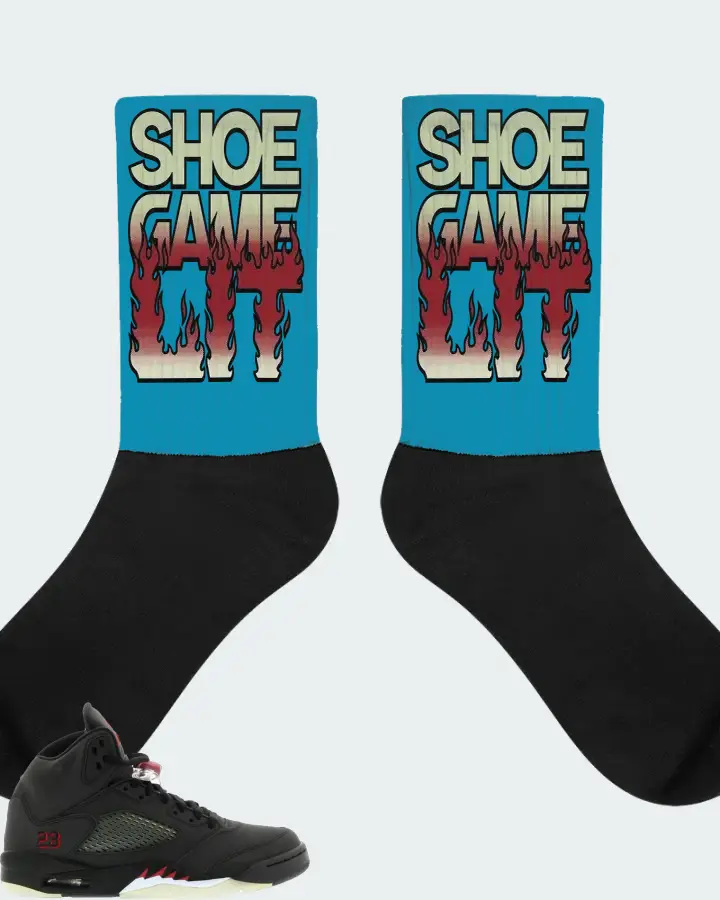 Jordan 5 Retro Sneaker Matching Aqua Socks - Shoe Game Lit Refreshed