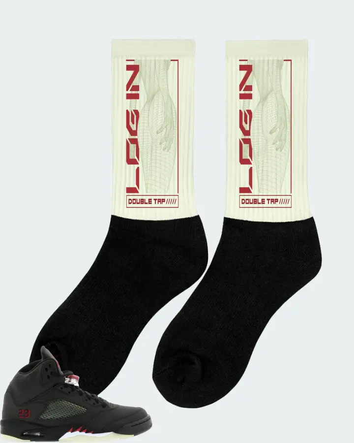 Jordan 5 Retro Sneaker Matching Citron Socks (LOGIN) - View 3
