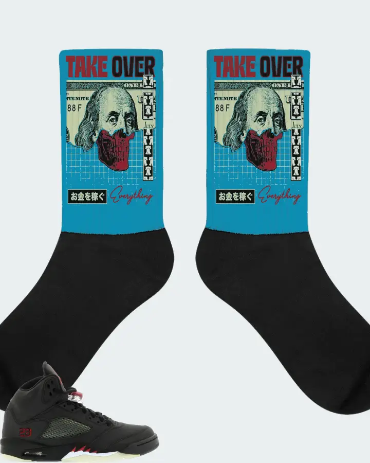 Jordan 5 Retro Sneaker Matching Aqua Socks - Take Over