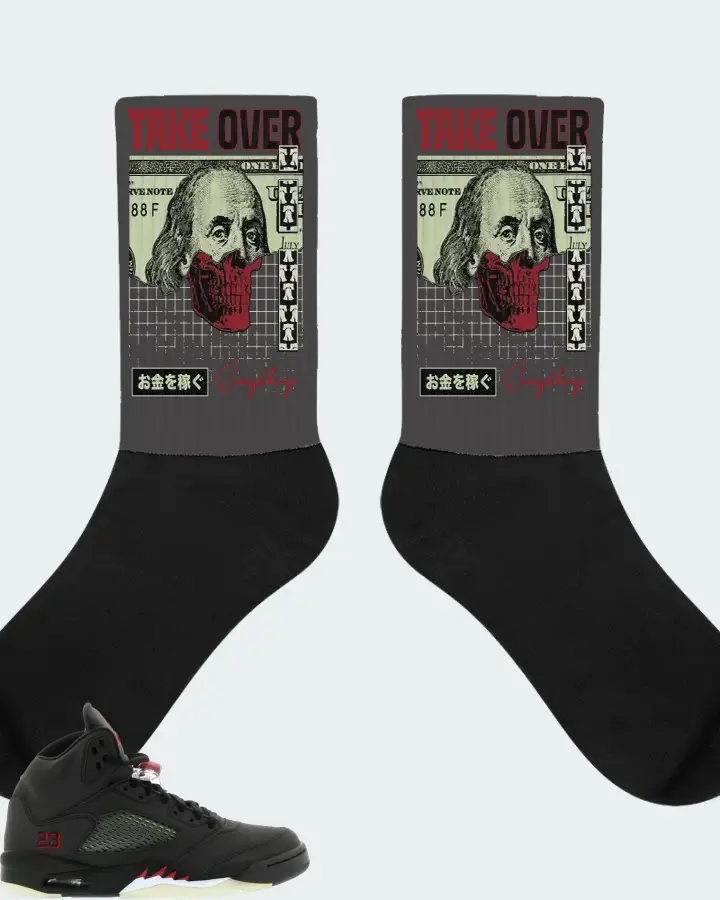 Jordan 5 Retro Sneaker Matching Dark Grey Socks - Take Over