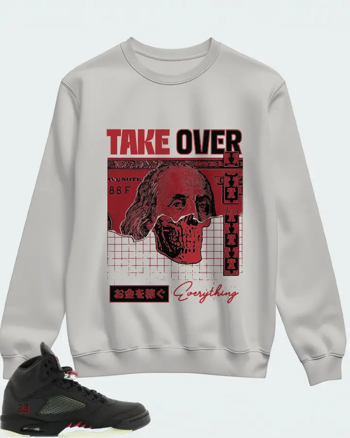 Jordan 5 Retro Sneaker Matching Grey Sweatshirt - Take Over