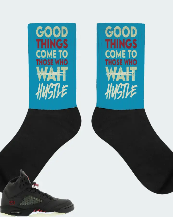Jordan 5 Retro Sneaker Matching Aqua Socks - Good Things Come