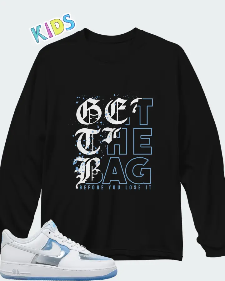 Nike Air Force 1 White University Blue Matching Kid's Long Sleeve T-Shirt