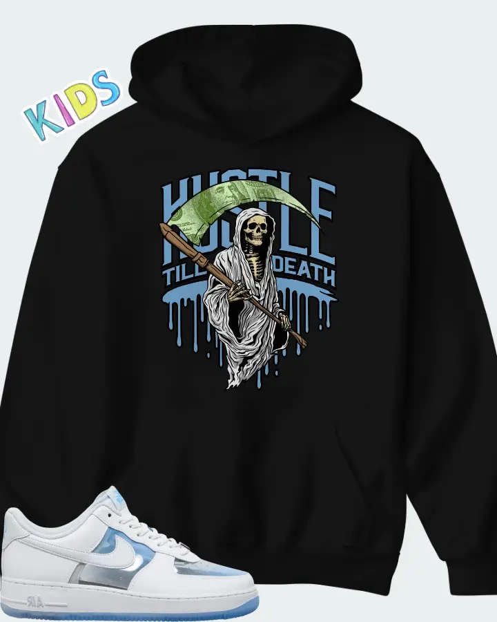 Nike Air Force 1 White University Blue Matching Kid's Hoodie