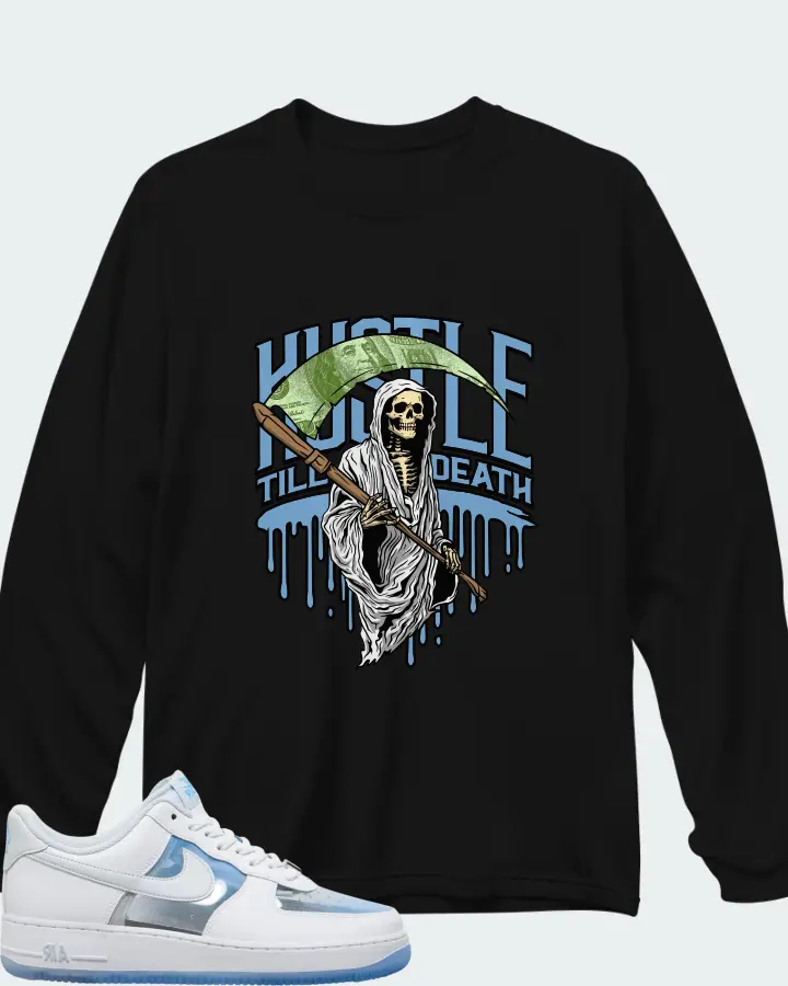 Nike Air Force 1 White University Blue Matching Long Sleeve T-Shirt