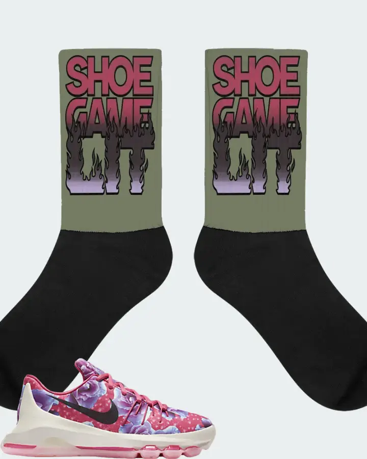 Nike KD 8 Sneaker Matching Olive Socks - Shoe Game Lit Refreshed
