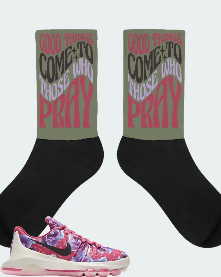 Nike KD 8 Sneaker Matching Olive Socks - Good Things Come To Those Who Pray