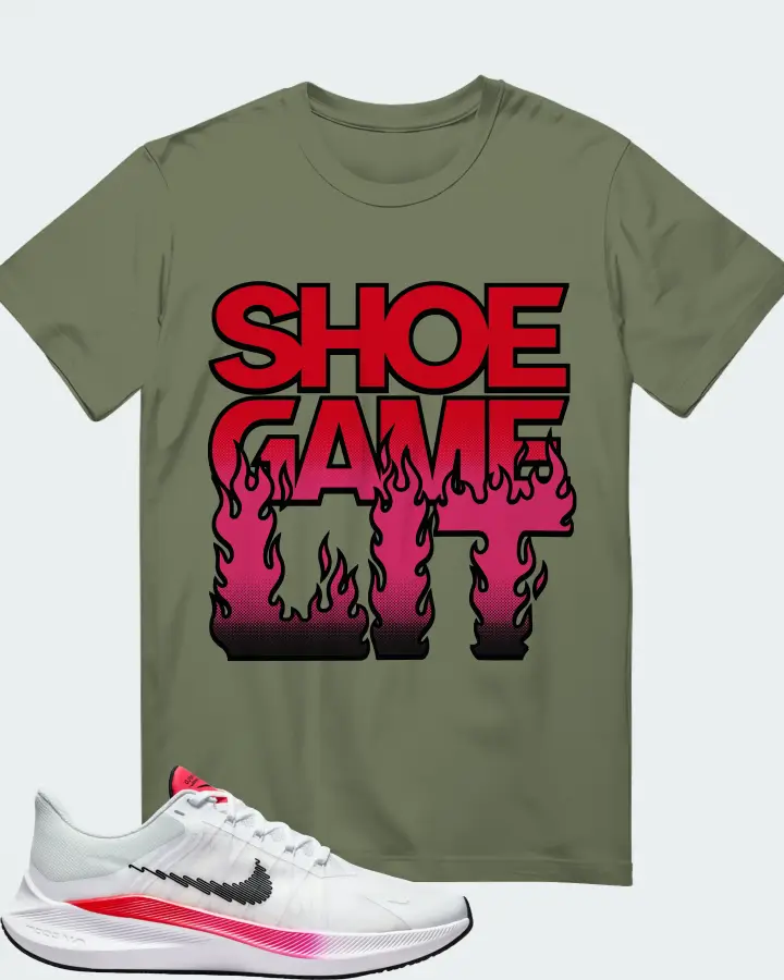 Nike Winflo 8 Sneaker Matching Olive T-Shirt - Shoe Game Lit Refreshed