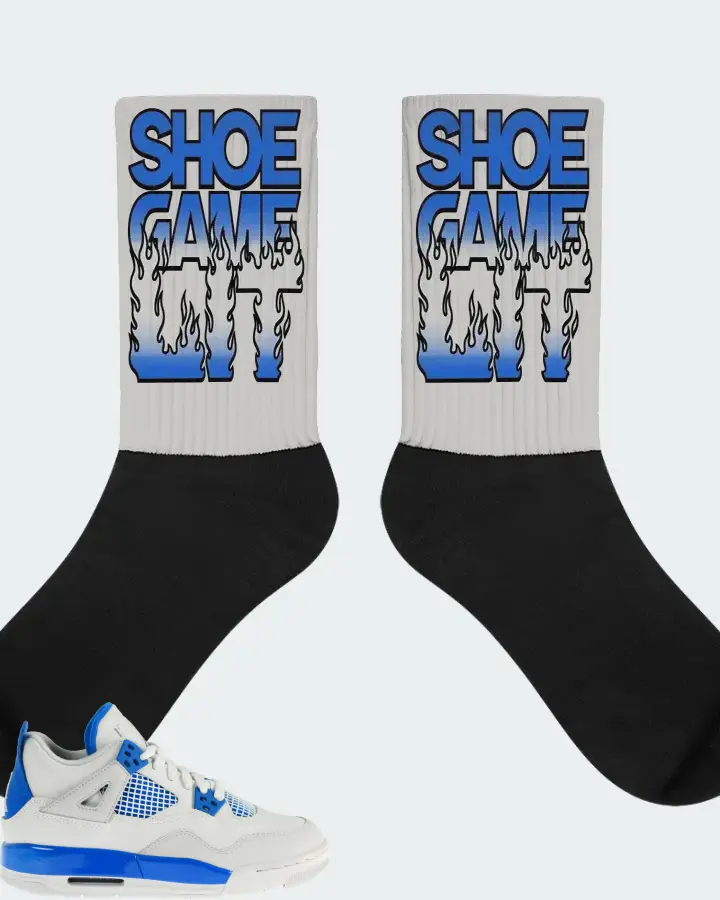 Jordan 4 Retro Sneaker Matching Grey Socks - Shoe Game Lit Refreshed