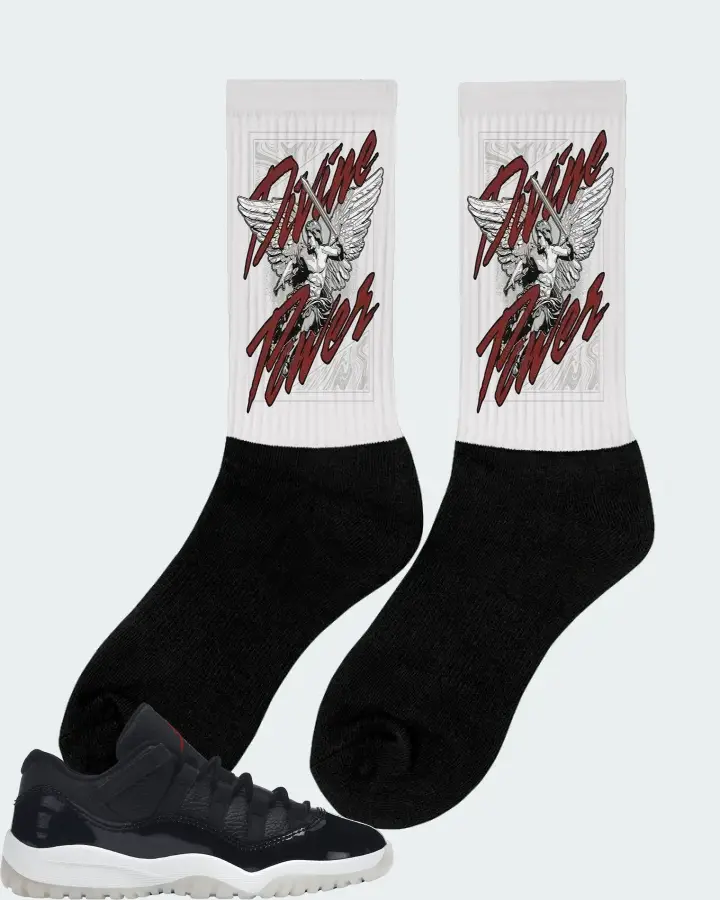 Jordan 11 Retro Low Sneaker Matching White Socks (Divine Power) - View 3