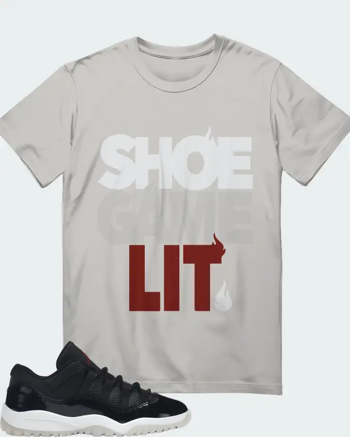 Jordan 11 Retro Low Sneaker Matching Grey T-Shirt - Shoe Game Lit Classic
