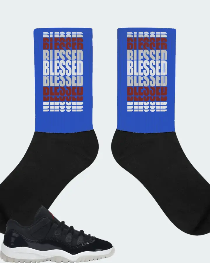Jordan 11 Retro Low Sneaker Matching Royal Blue Socks - BLESSED Many Times