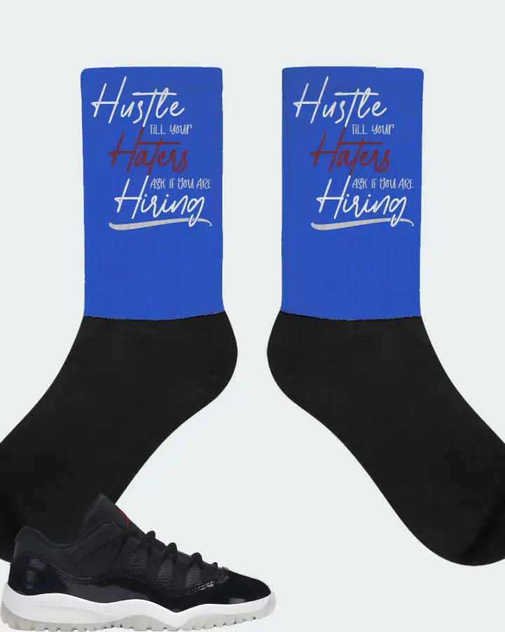 Jordan 11 Retro Low Sneaker Matching Royal Blue Socks - HUSTLE TILL YOUR HATERS ASK
