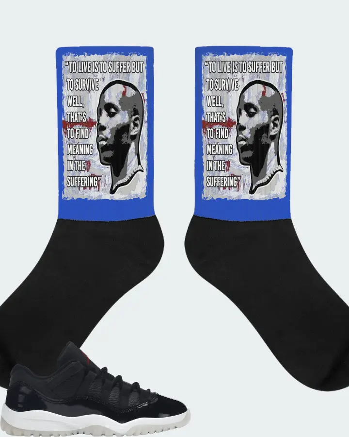 Jordan 11 Retro Low Sneaker Matching Royal Blue Socks - DMX Suffer Quote