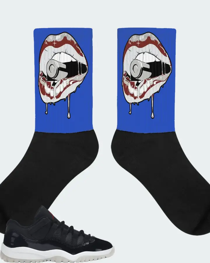 Jordan 11 Retro Low Sneaker Matching Royal Blue Socks - Kiss of Death