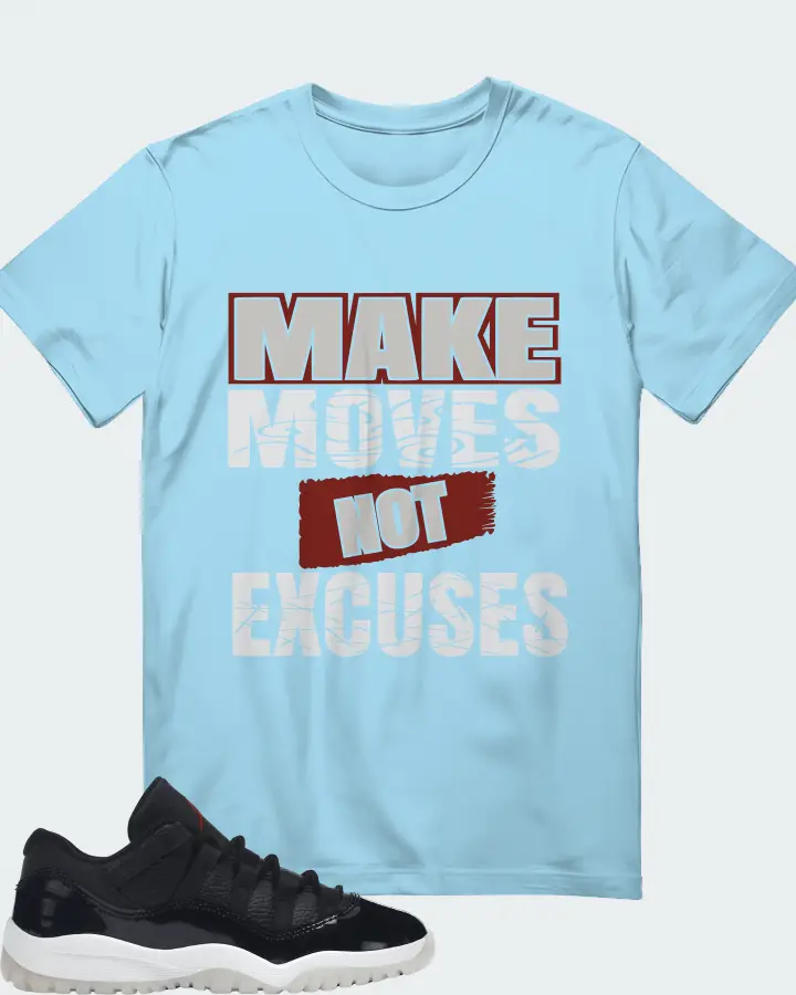 Jordan 11 Retro Low Sneaker Matching Ocean Blue T-Shirt - Make Moves Not Excuses