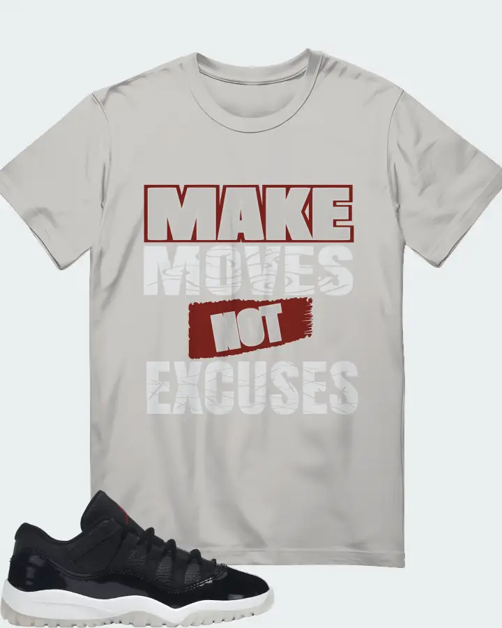 Jordan 11 Retro Low Sneaker Matching Grey T-Shirt - Make Moves Not Excuses