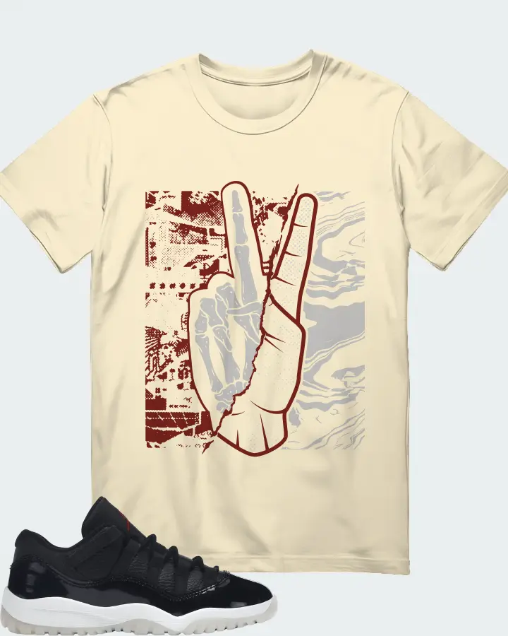 Jordan 11 Retro Low Sneaker Matching Natural T-Shirt - Peace of mind