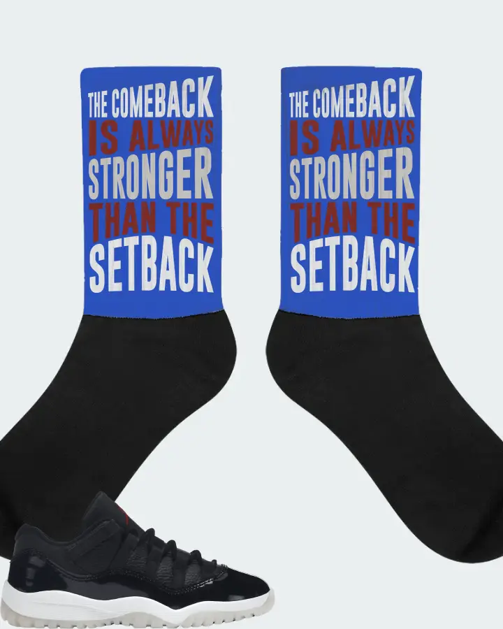 Jordan 11 Retro Low Sneaker Matching Royal Blue Socks - The Comeback