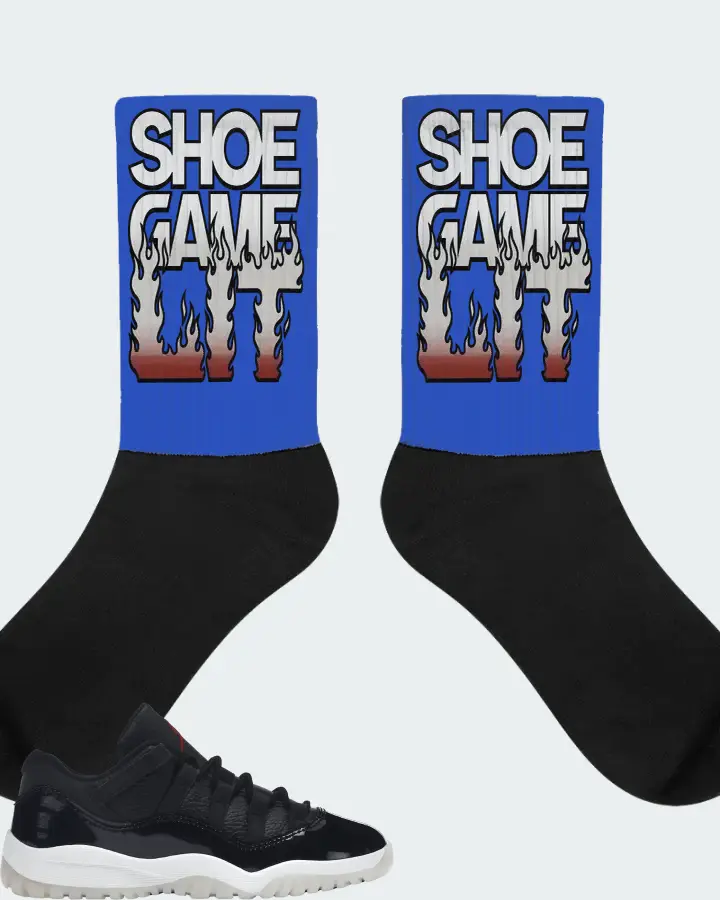 Jordan 11 Retro Low Sneaker Matching Royal Blue Socks - Shoe Game Lit Refreshed