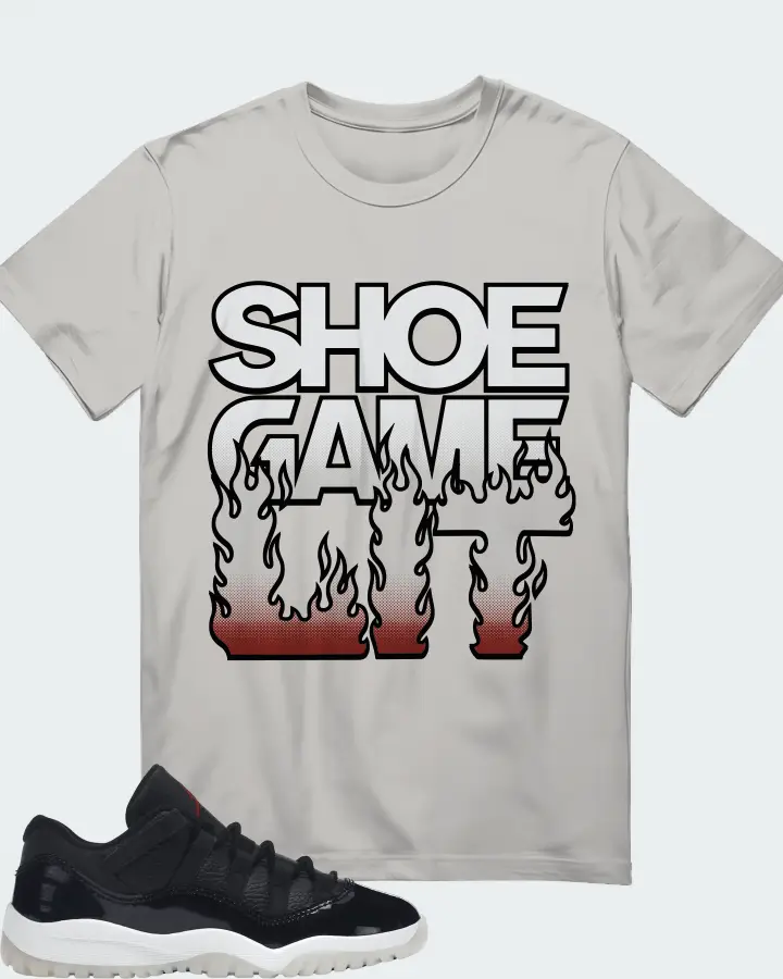 Jordan 11 Retro Low Sneaker Matching Grey T-Shirt - Shoe Game Lit Refreshed
