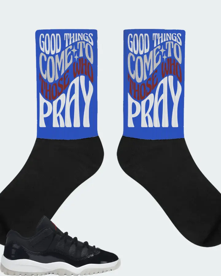 Jordan 11 Retro Low Sneaker Matching Royal Blue Socks - Good Things Come To Those Who Pray