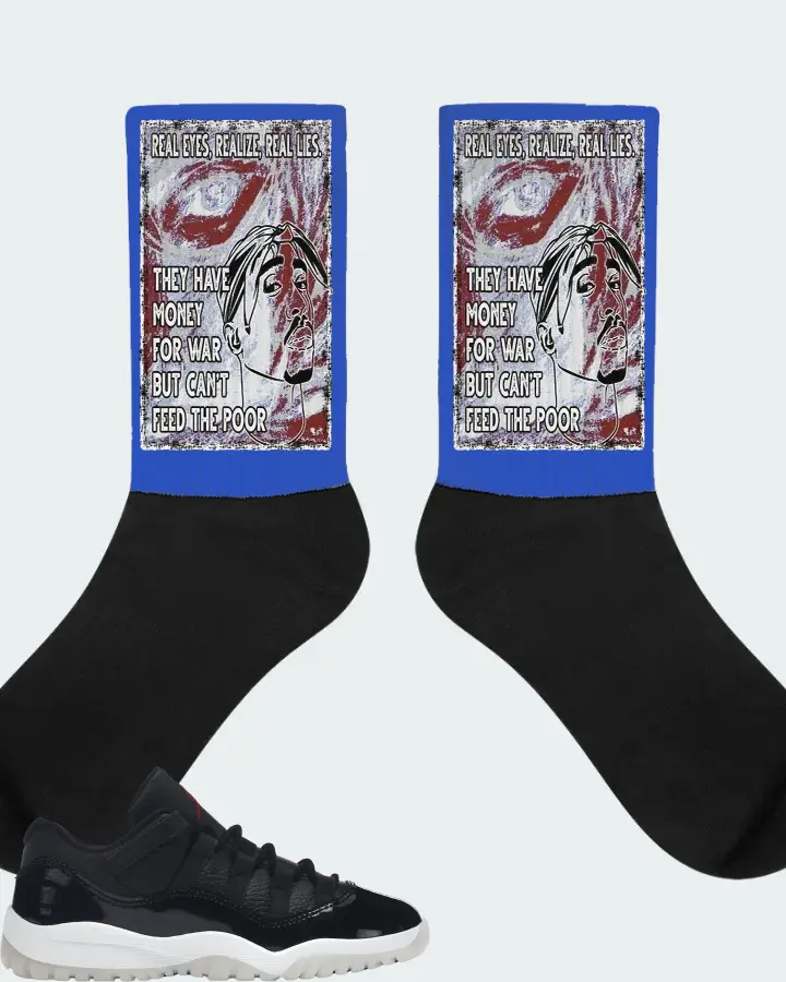 Jordan 11 Retro Low Sneaker Matching Royal Blue Socks - TUPAC Real Eyes Realize Real Lies