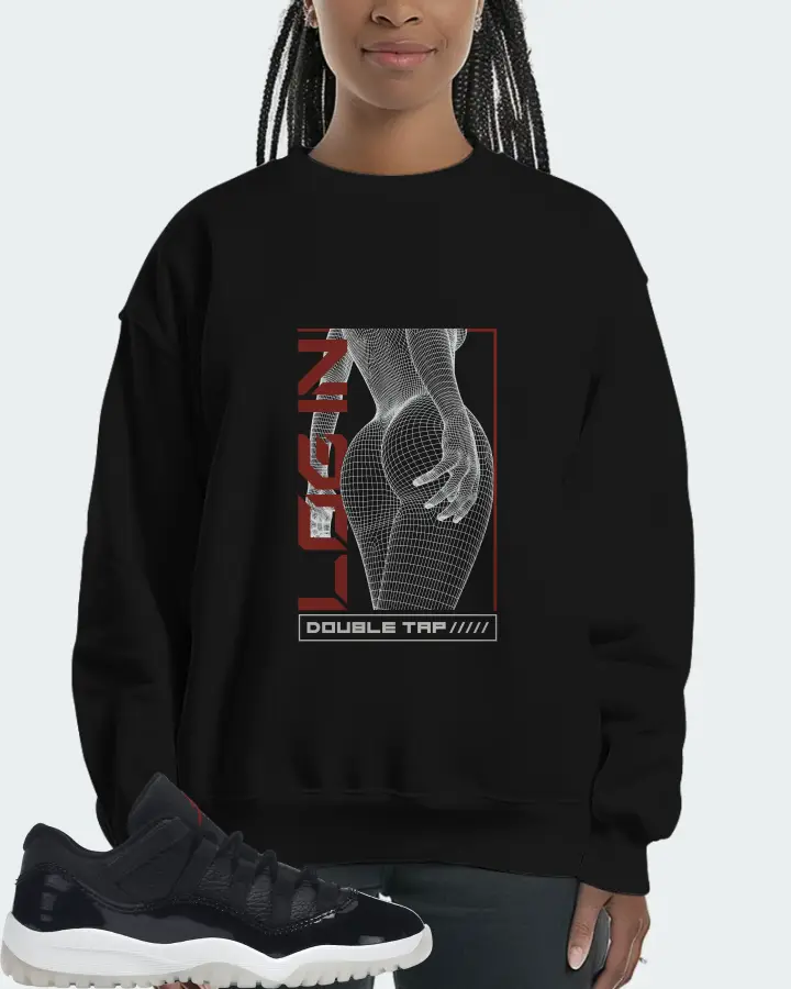 Jordan 11 Retro Low Sneaker Matching Black Sweatshirt (LOGIN) - View 3