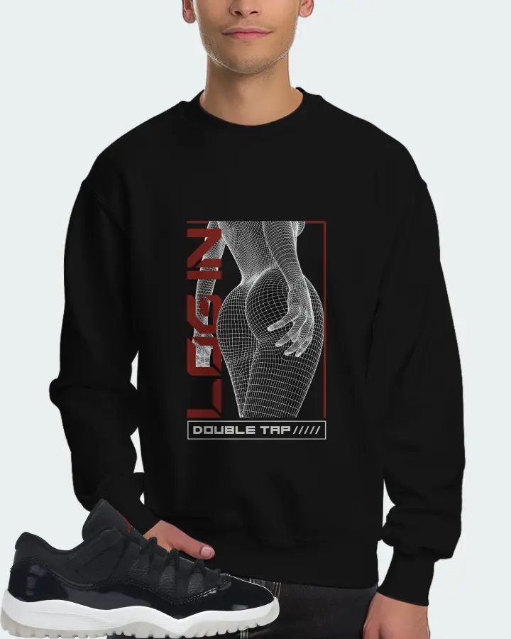 Jordan 11 Retro Low Sneaker Matching Black Sweatshirt (LOGIN) - View 4