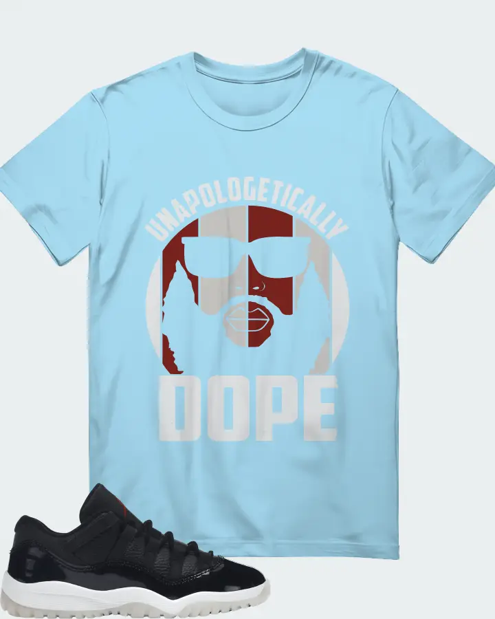 Jordan 11 Retro Low Sneaker Matching Ocean Blue T-Shirt - UNAPOLOGETICALLY DOPE Man
