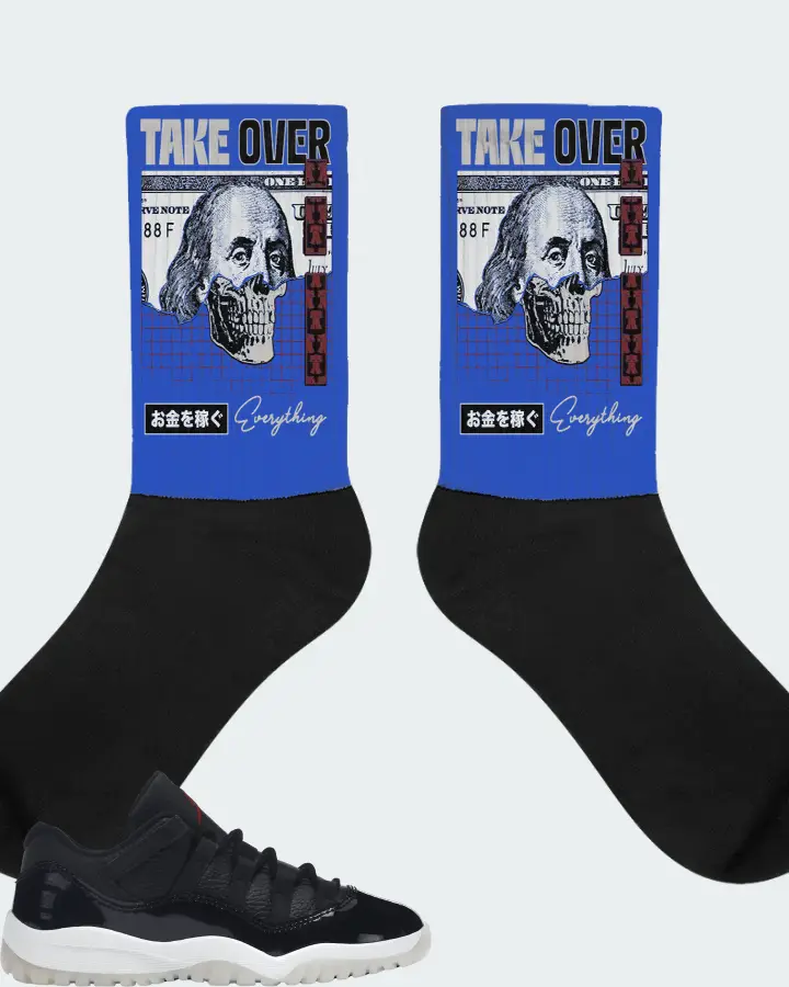 Jordan 11 Retro Low Sneaker Matching Royal Blue Socks - Take Over