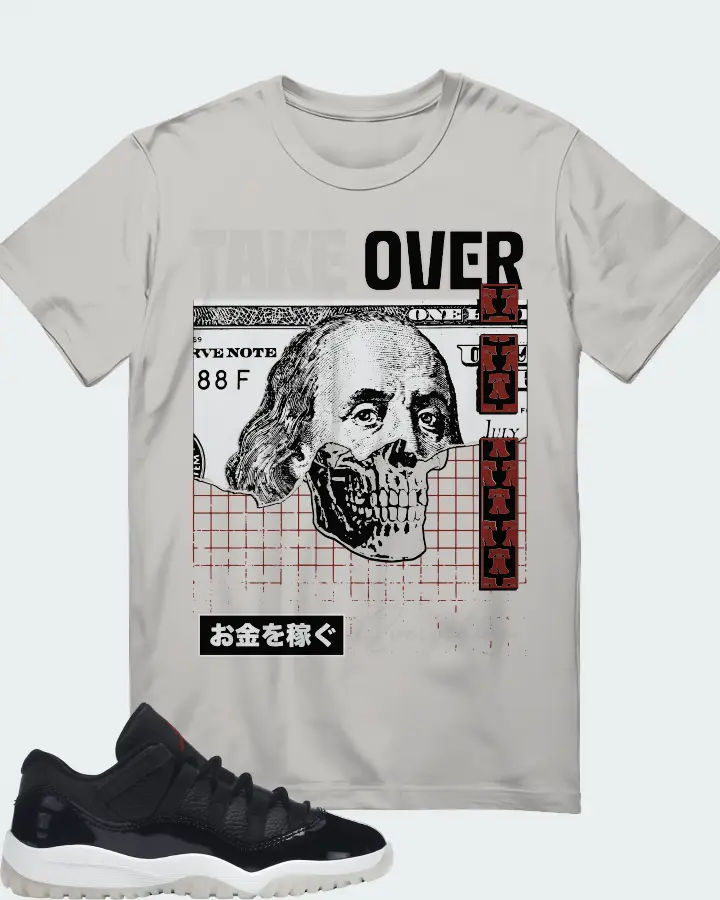 Jordan 11 Retro Low Sneaker Matching Grey T-Shirt - Take Over